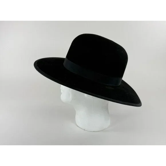 Amish Man Handmade Wool Felt Fur Hat Authentic Amish Man's Hat Lanc PA 7-1/4
